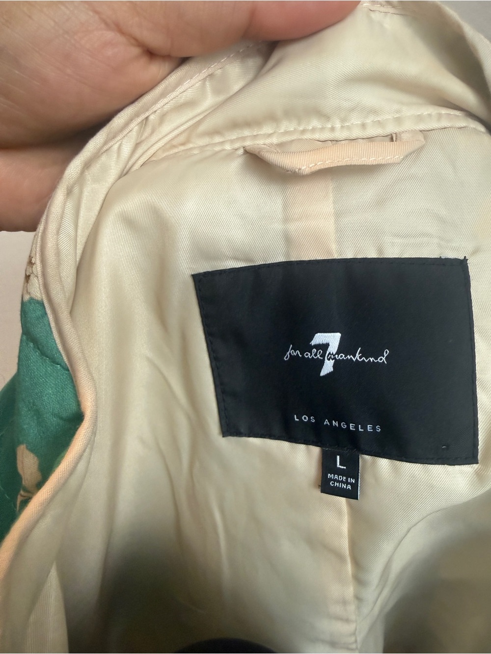 7 For All Mankind Green Floral Quilted Bomber Jacket - Picture 6 of 7